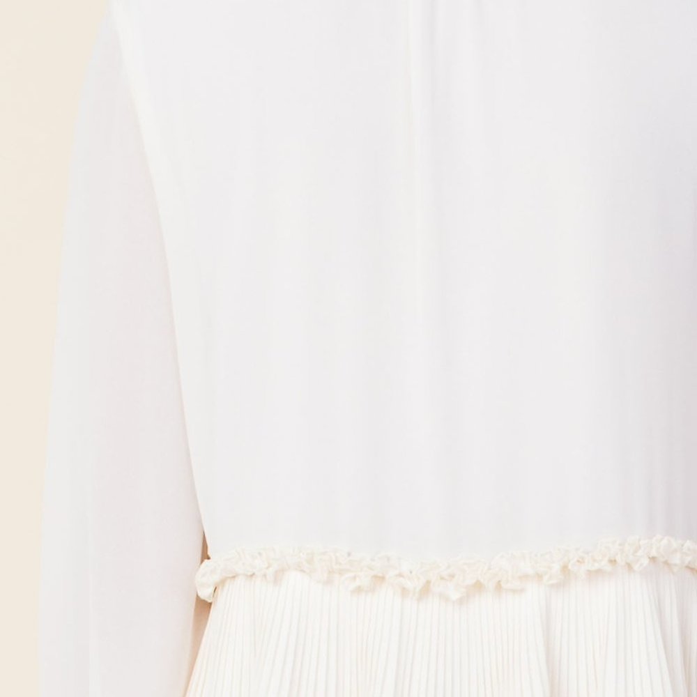 Romantic Ruffled Peplum Neck Tie Blouse. - Picture 5 of 5